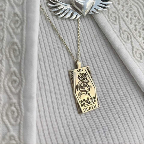 Gold 14k Tarot Card Necklace 